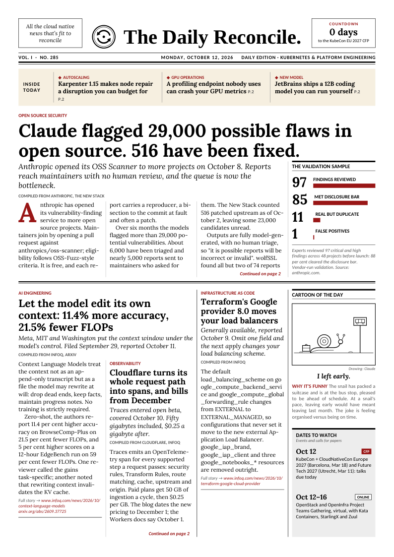 Front page of the edition of October 12, 2026